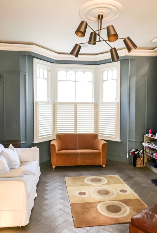 cafe style plantation shutters